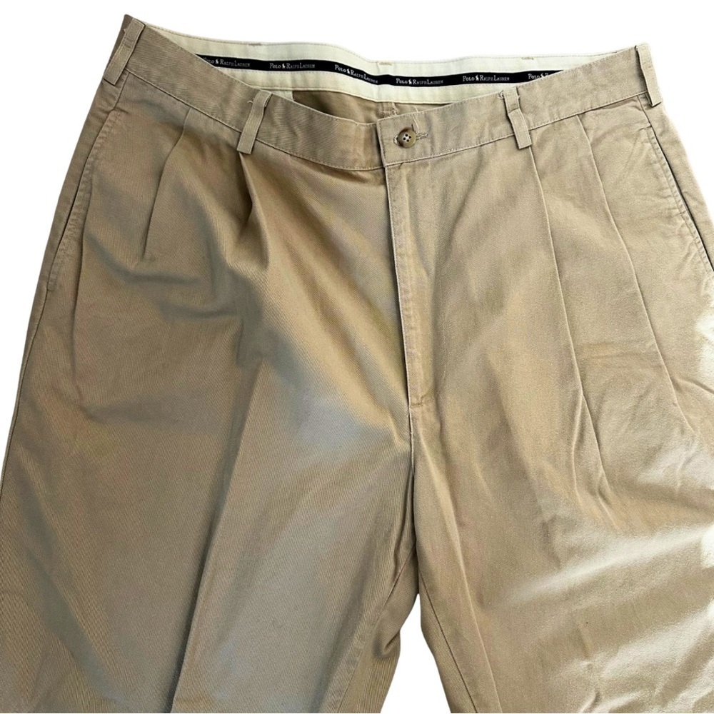 Polo Ralph Lauren Men’s Classic Fit Pleated Chino Pants Khaki Beige 38x32 - Picture 2 of 11